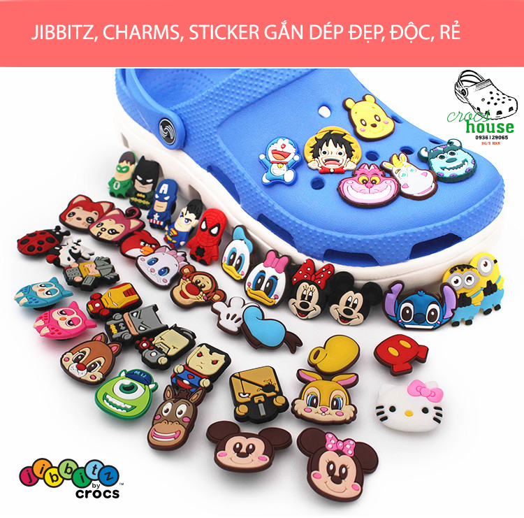 HCM]Jibbitz charms stickers gắn dép crocs loại 3d xịn 