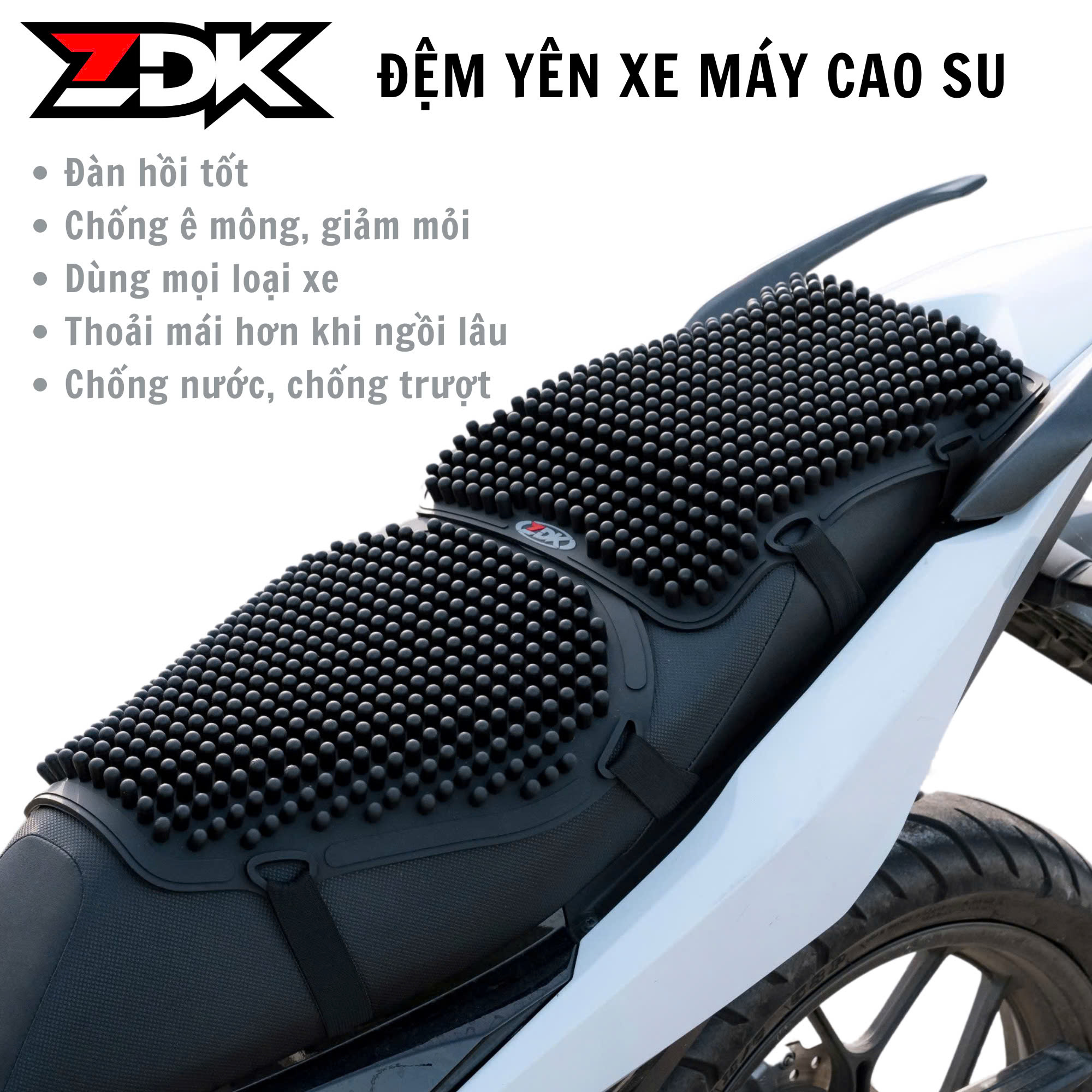  Miếng đệm cao su lót yên ZDK gắn xe máy chống sốc êm ái thoải mái sử dụng khi ngồi lâu giảm ê mông 