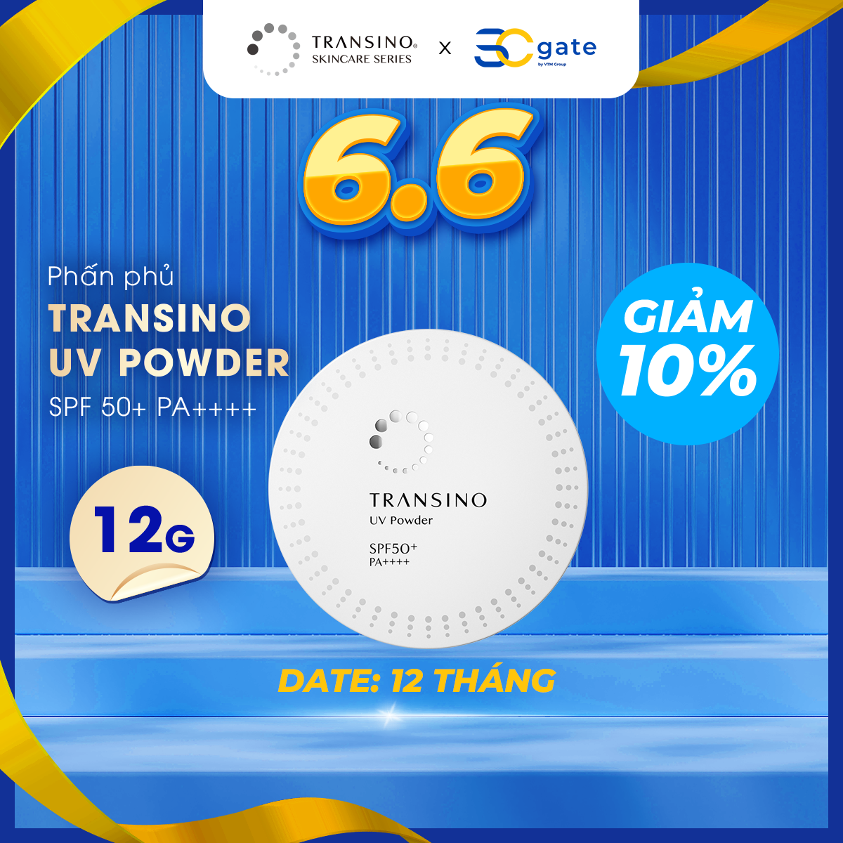 Phấn nền chống nắng transino 12g