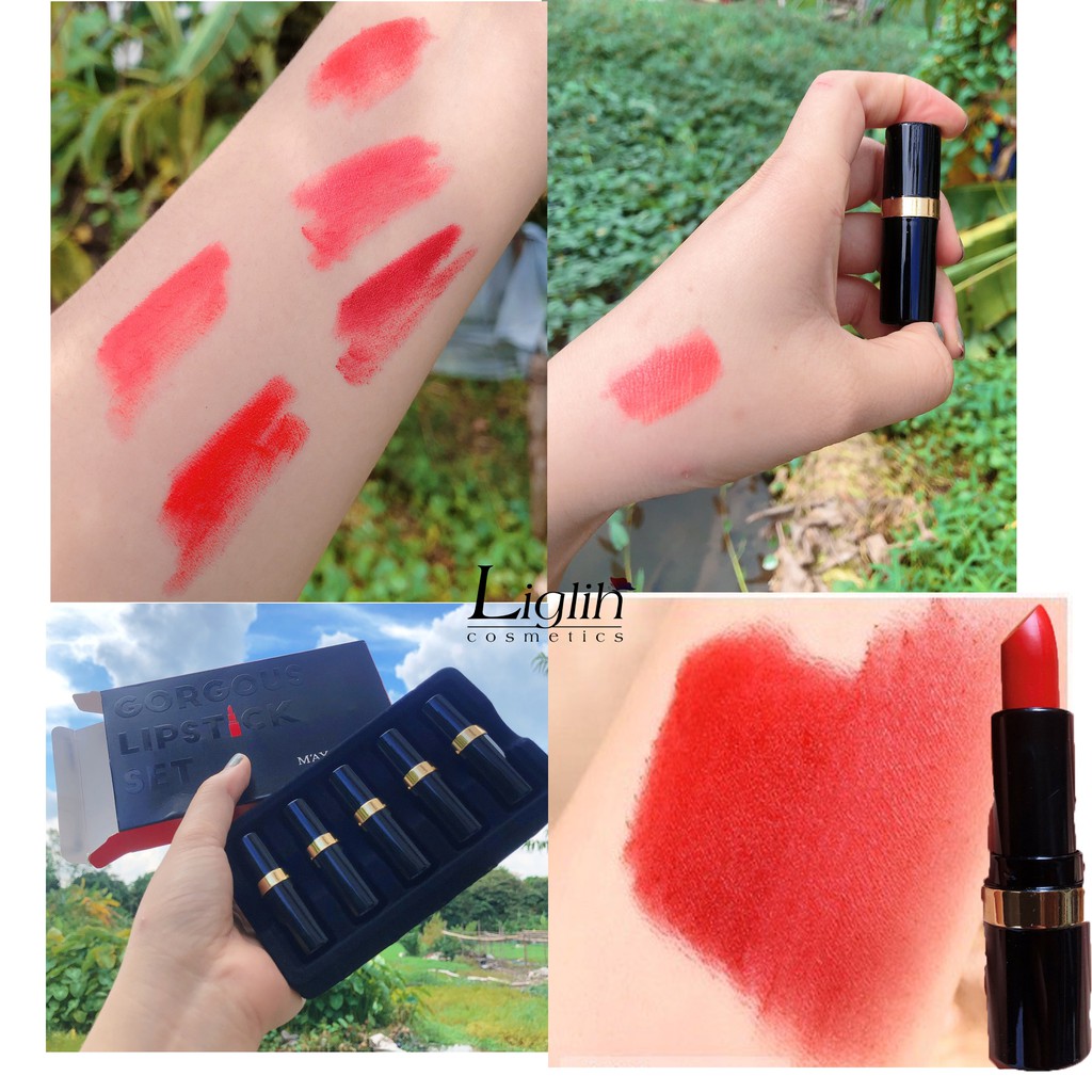 (Hàng Mới Về) Sét son 5 thỏi maycreate Chất Nhung Lì Lâu Trôi Dưỡng Ẩm