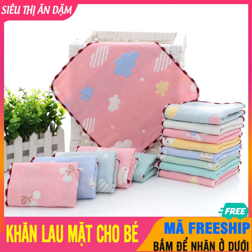 Khăn xô ép 100% cotton - khăn lau mặt, rửa mặt cho bé yêu kích thước 25x25cm mềm mịn, thấm hút tốt, hoạ tiết dễ thương - khăn mặt cho bé cotton, khăn mặt em bé, khăn mặt sợi tre cao cấp cho trẻ em