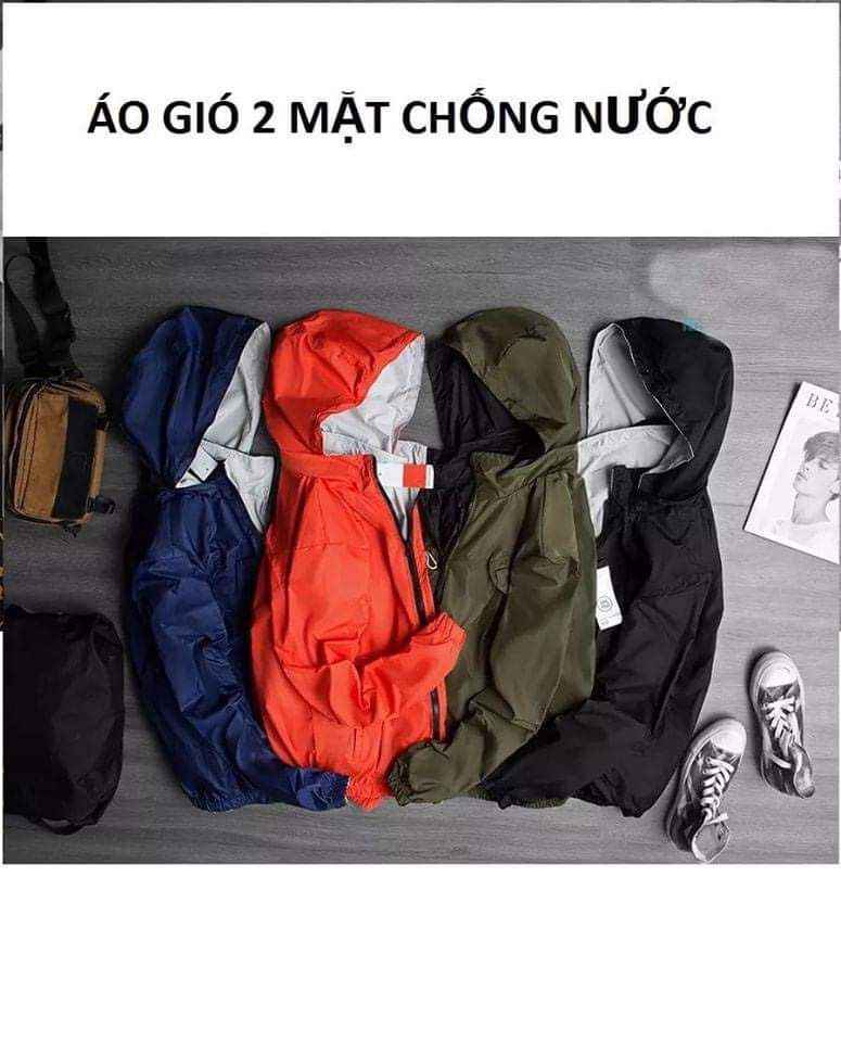 Áo gió nam 2 mặt chống nước, áo khoác gió nam