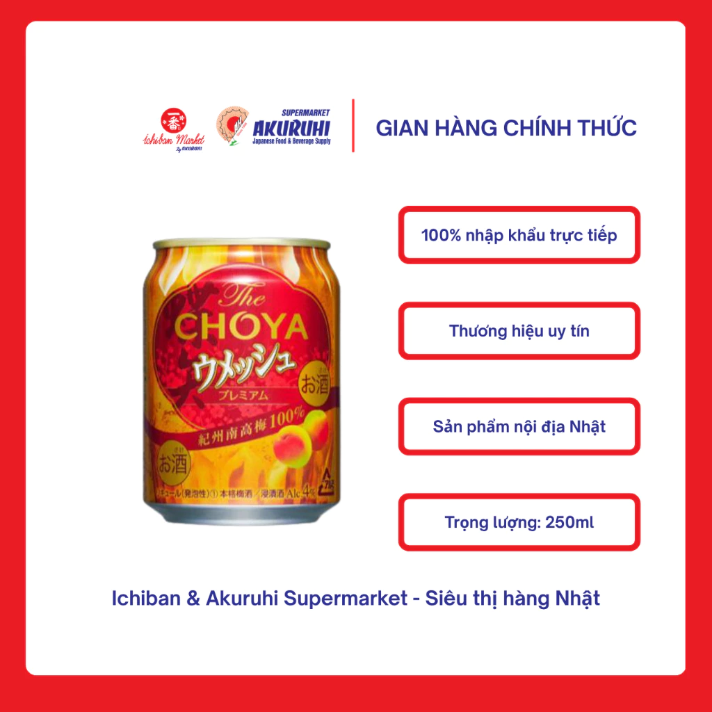 [Ichiban Market] Rượu Mơ Choya Umesshu 250ml ALC.4%