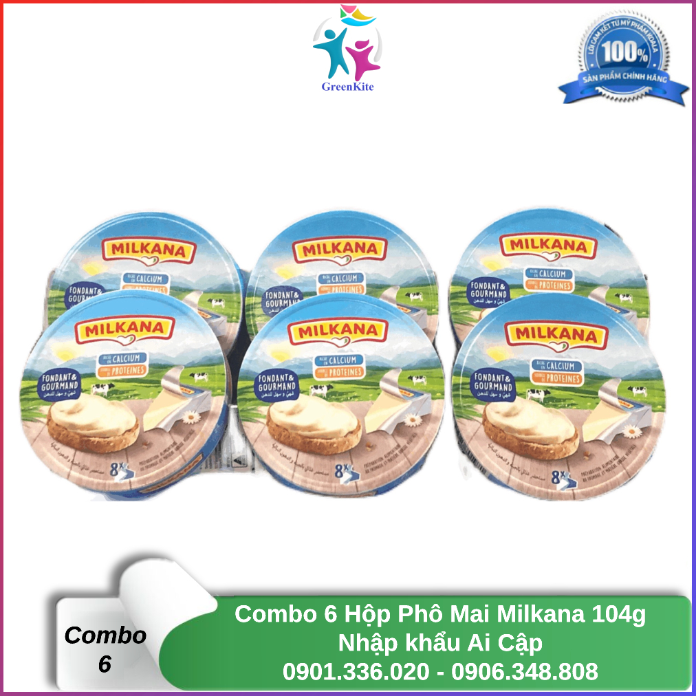 [Combo 6 Hộp] Phô Mai Milkana 8 Miếng - 104g - Nhập Khẩu Ai Cập