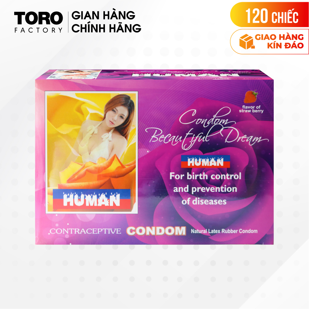 Bao cao su humen hương dâu, điểm nổi - hộp 120 cái | toro factory