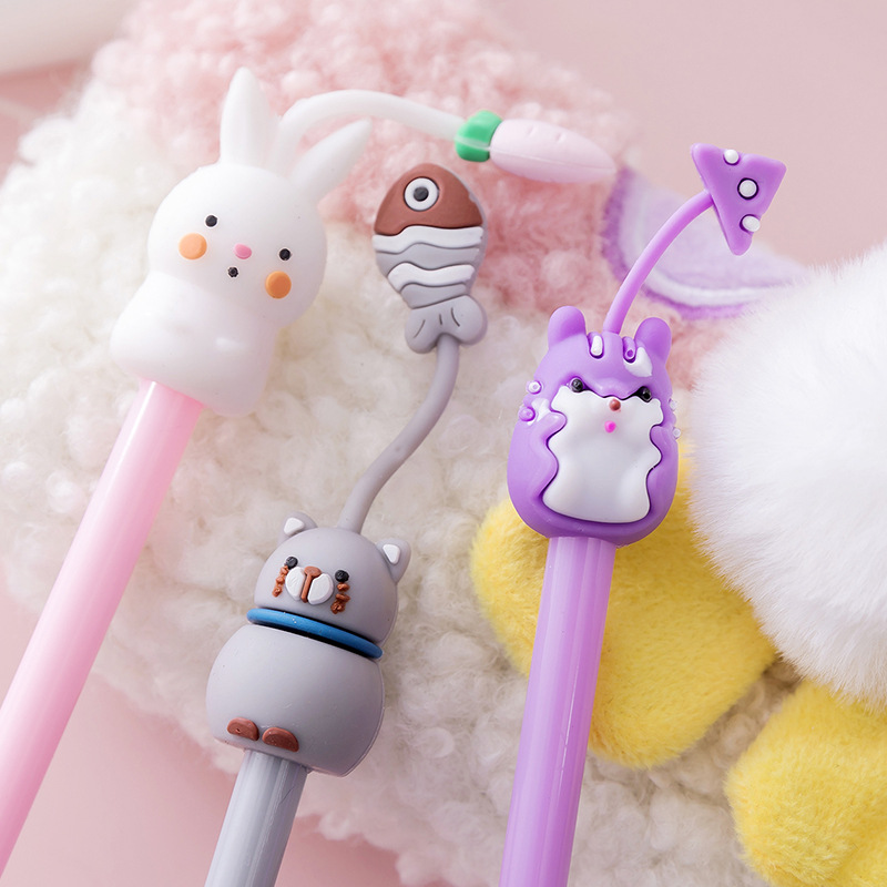 Bút gel animals đáng yêu ngòi kim 0.38mm mực đen