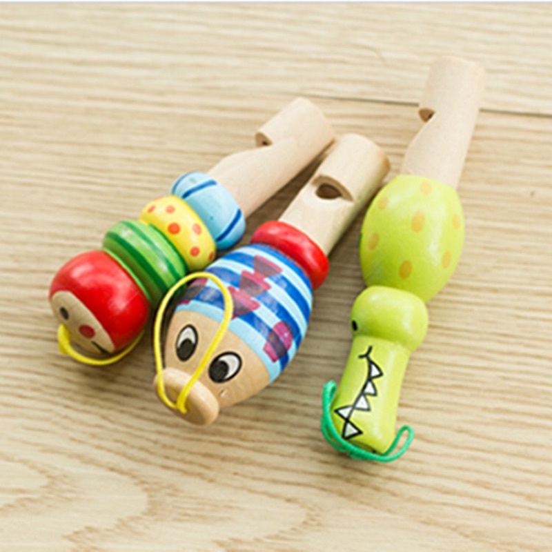 Còi gỗ hình động vật siêu kute cho bé