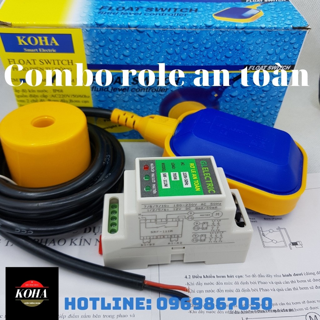 Role an toàn cho phao điện kèm thêm 1 phao điện bơm nước tự động dài 2M - KOHA