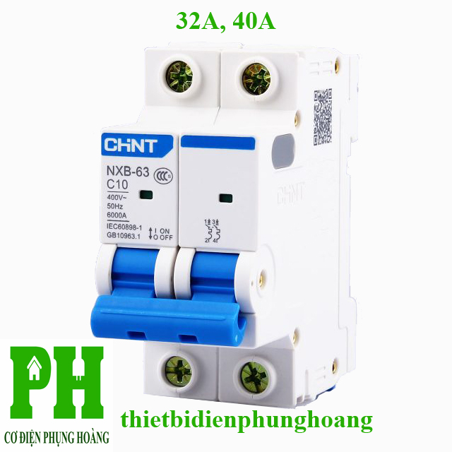 Aptomat - mcb chint 2 pha loại nxb-63 6ka