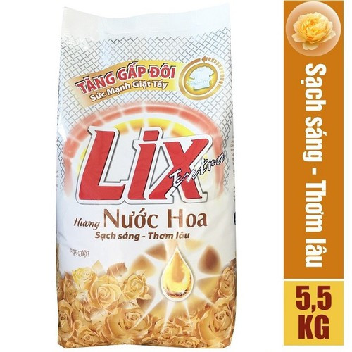 Bột giặt lix extra hương nước hoa 5.5kg - tăng gấp đôi sức mạnh giặt tẩy - bglethnh5.5kg