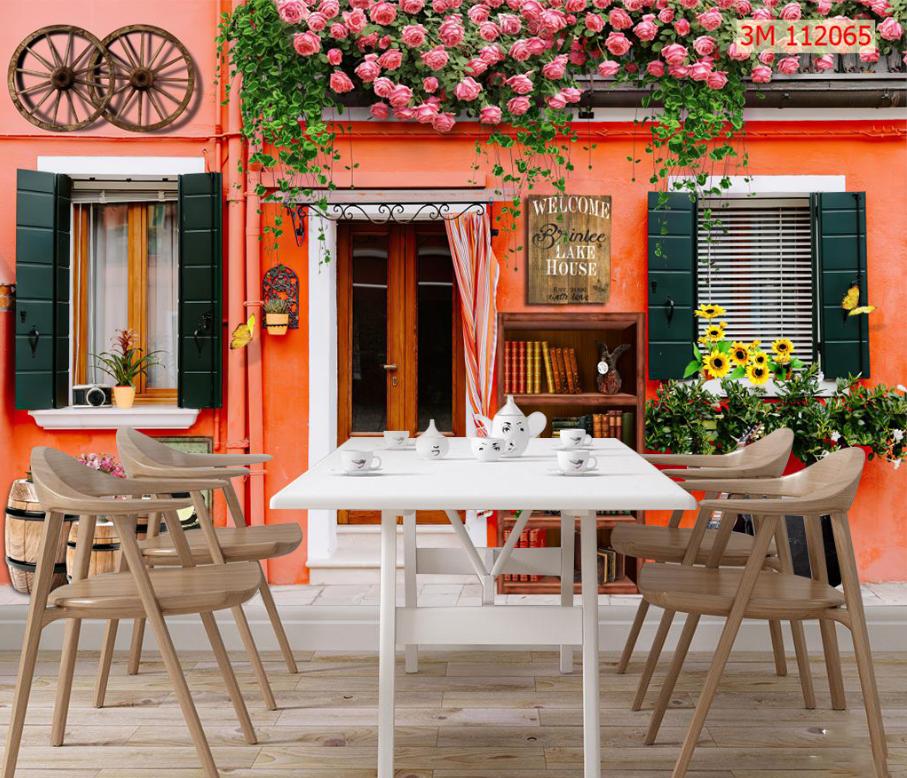 Tranh dán tường 3D trang trí quán cafe trà sữa trà chanh chất liệu decal keo sẵn hoặc vải lụa giá rẻ đẹp ib ralo để in theo yêu cầu PA