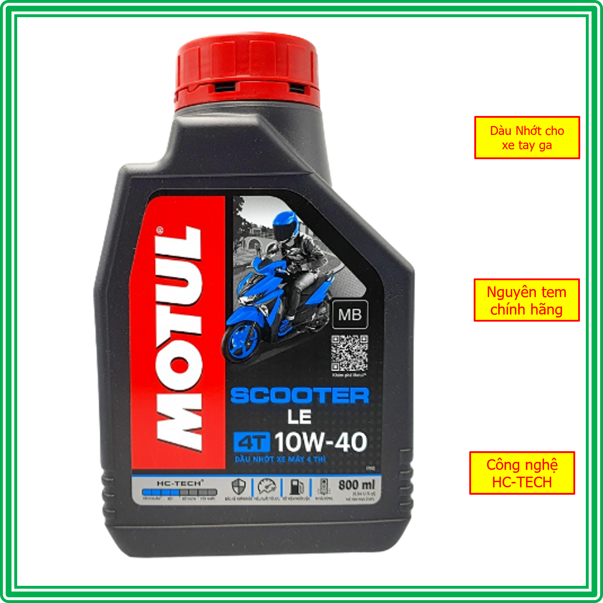 Nhớt xe tay ga Motul Scooter LE 10W40 (0.8L), chống mài mòn giúp bảo vệ động cơ,thời gian thay nhớt tới 1500km