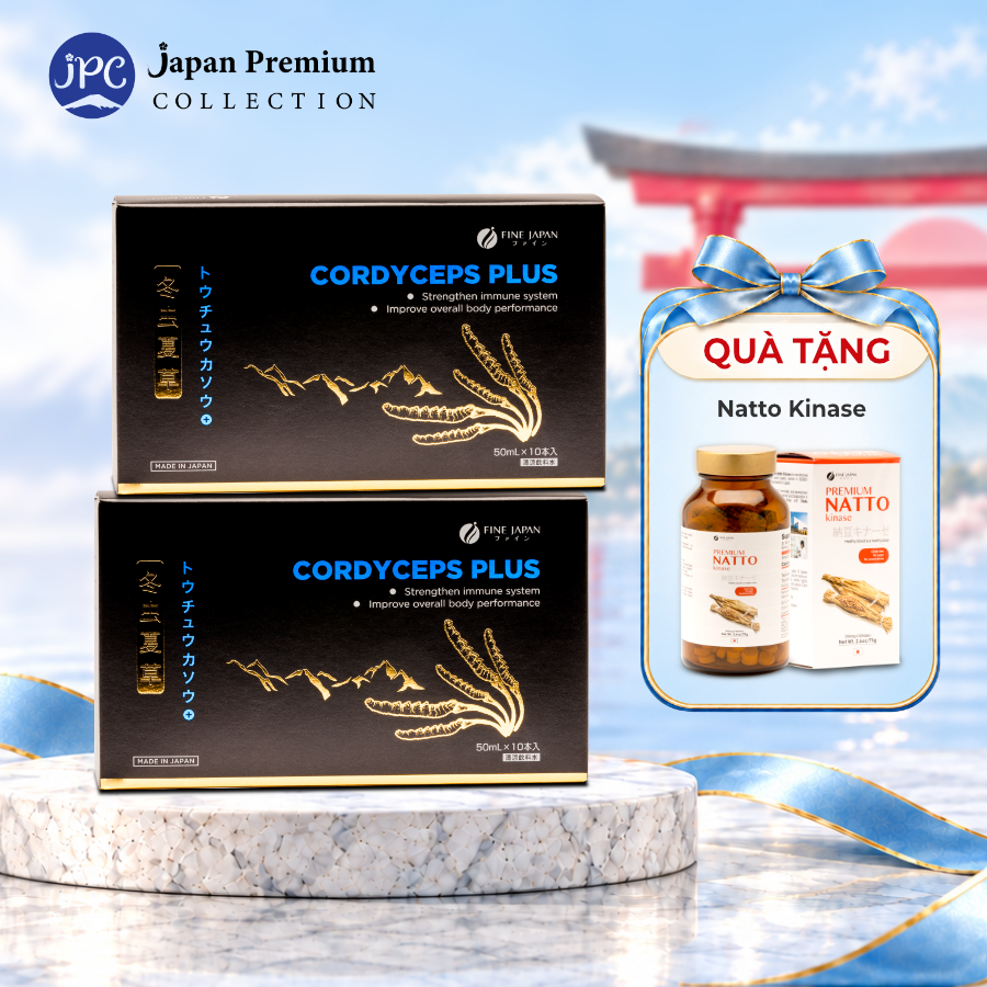 Combo of 2 Boxes of Cordyceps Immunity Booster - Fine Japan Cordyceps Plus 2 Boxes X 10 Bottles X 50ml