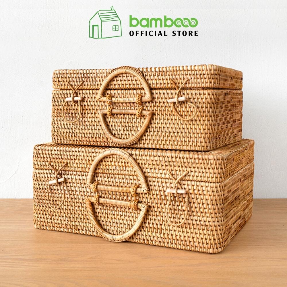 Hộp đựng đồ đa năng Bambooo Eco Hộp đựng mây tre đan - Rattan Tray - Thân thiện môi trường