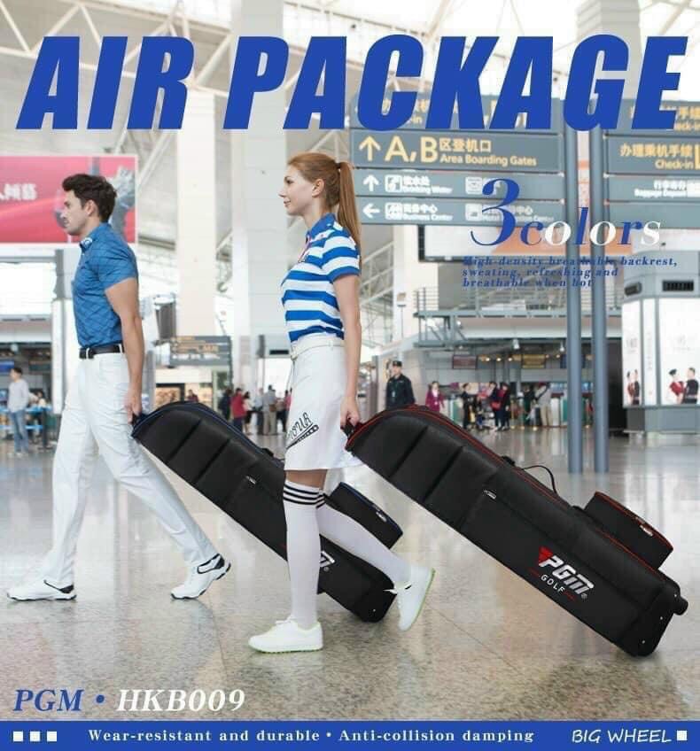 Cover bọc túi gậy golf đi máy bay -túi hàng không có bánh xe kéo pgm-cover golf air