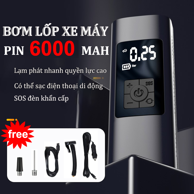 Bơm Lốp Ô Tô không dây bơm lốp ô tô bơm xe hơi ô tô bơm lốp xe máy bằng pin bơm xe ôtô bơm xe máy dùng pin máy bơm xe hơi ô tô