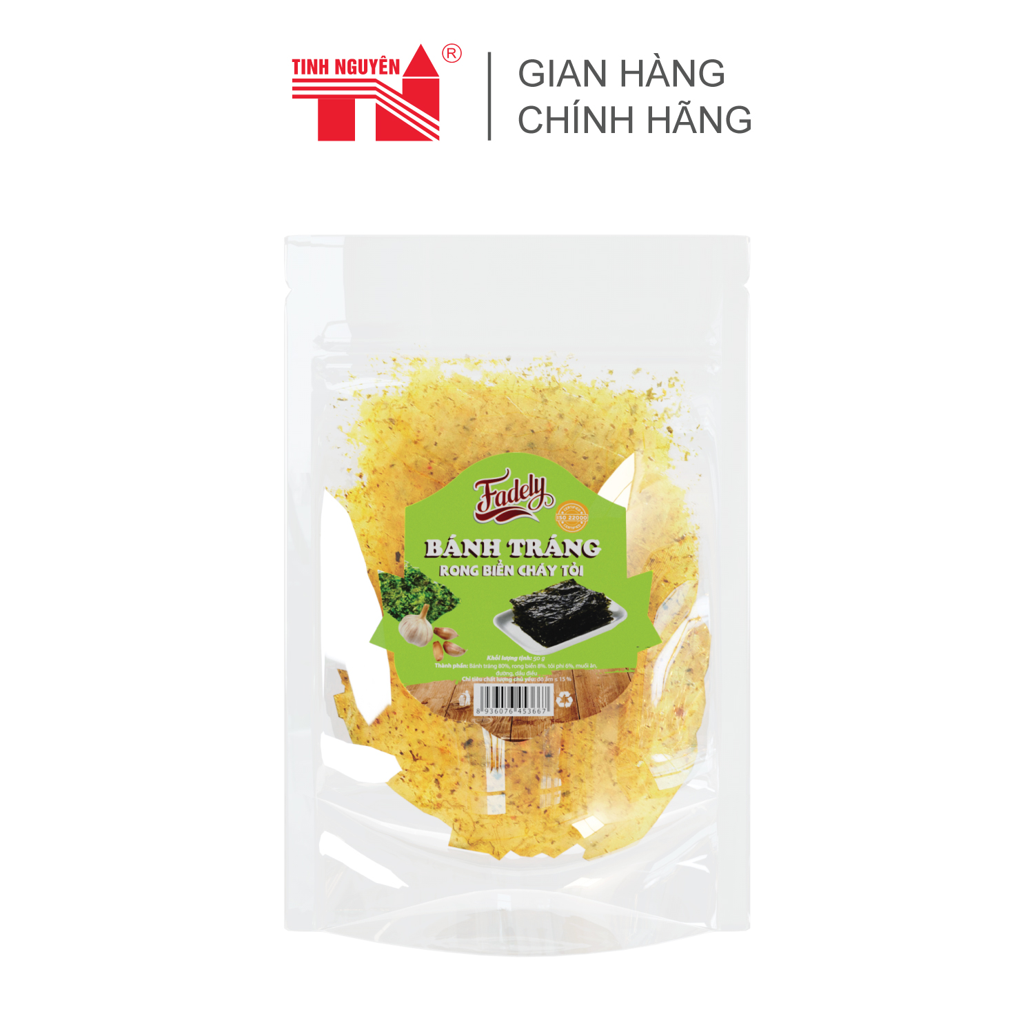  Bánh Tráng Trộn Rong Biển Cháy Tỏi Fadely  50g  