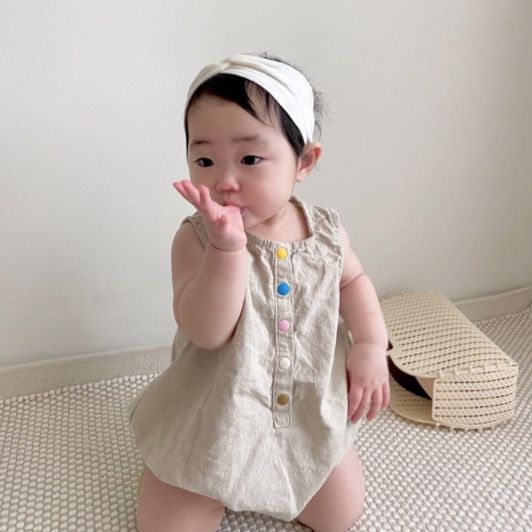 Bodysuit cho bé hoạ tiết nút sắc màu - Made in Korea