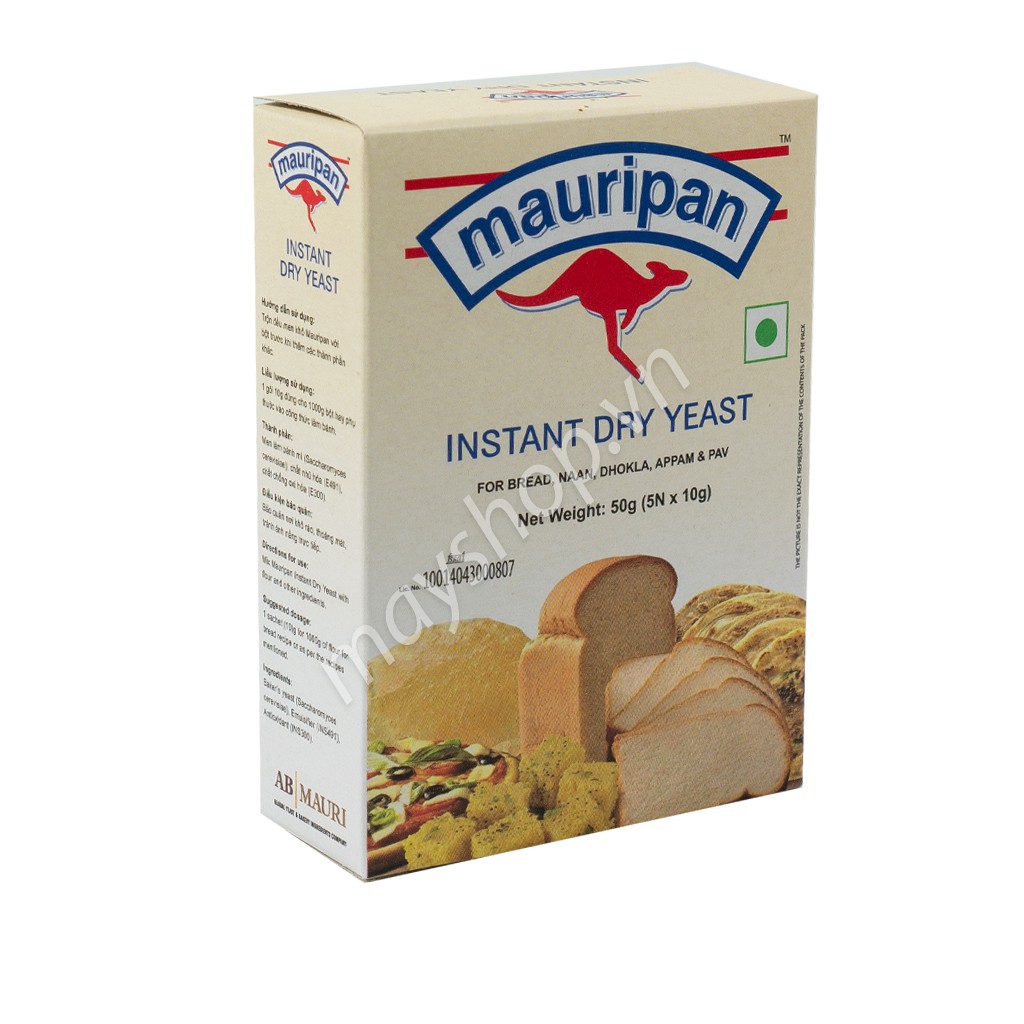 Men khô Mauri, men làm bánh mì/ hộp 5 gói 10g