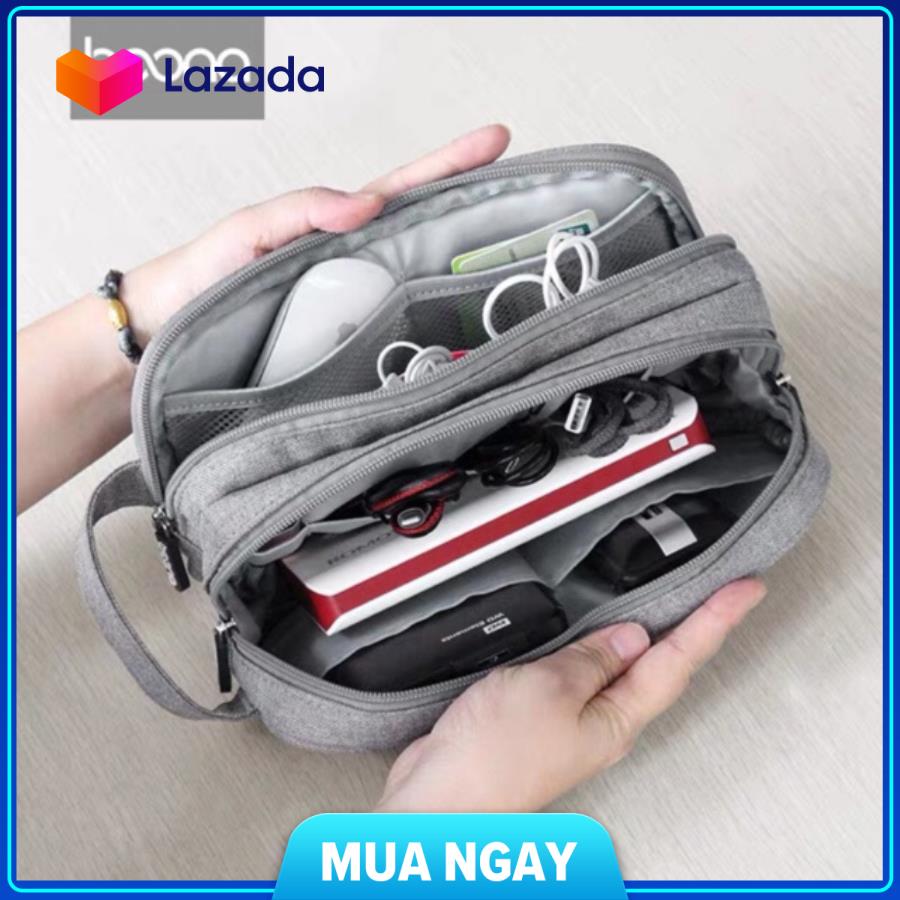 Túi đựng phụ kiện điện tử đồ công nghệ Baona size Lớn dáng dọc kiêm đựng ổ cứng pin dự phòng dây sạc laptop boona B001