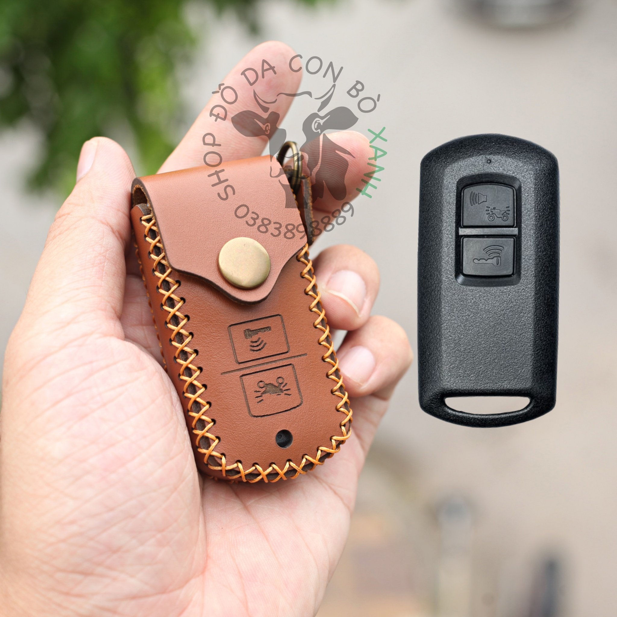 Bao Da Chìa Khóa Honda Lead, Air Blade, Vision, Vario, Scoopy 2022, Click handmade da thật (NẮP GẬP)