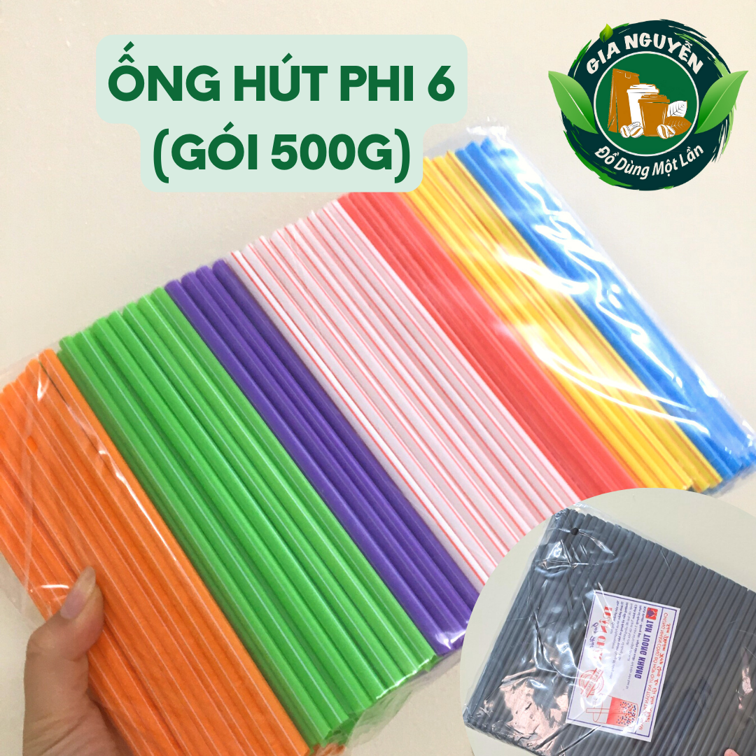 Gói 500g ống hút nhựa phi 6 uống cafe, trà sữa, nước dừa, nước mía