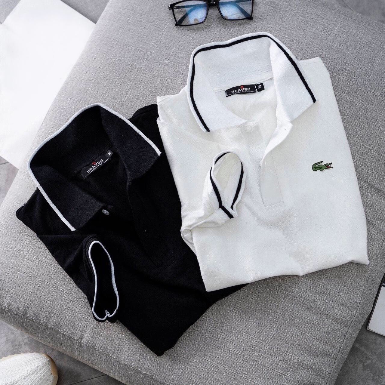 Áo Polo Cá Sấu Nam  Có Cổ Cộc Tay Cao Cấp Nhập Khẩu Hàn Quốc - áo phông nam màu trắng đen vải thun cotton co giãn form basic mặc thoải mái