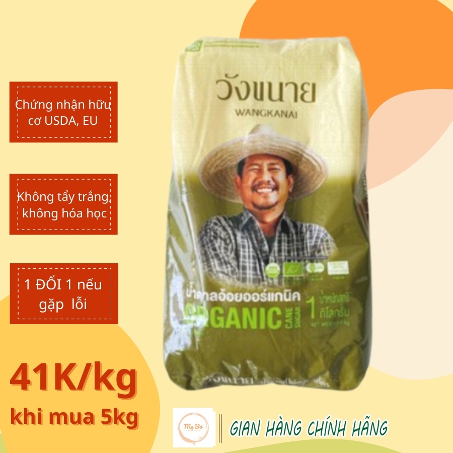 Đường organic Thái Lan WANGKANAI Đường mía thô hữu cơ 1KG (date 2023) Organic-Sugar-USDA-EU-JAS