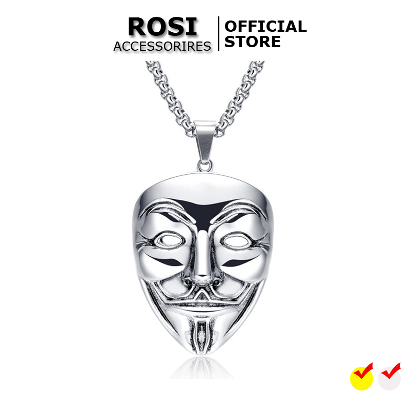 Vòng Cổ Hợp Kim Nam Nữ, Mặt Dây Chuyền Nam Mặt Nạ Hacker Anonymous