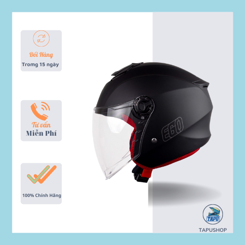 Mũ bảo hiểm 3/4 ego e-3 đen nhám