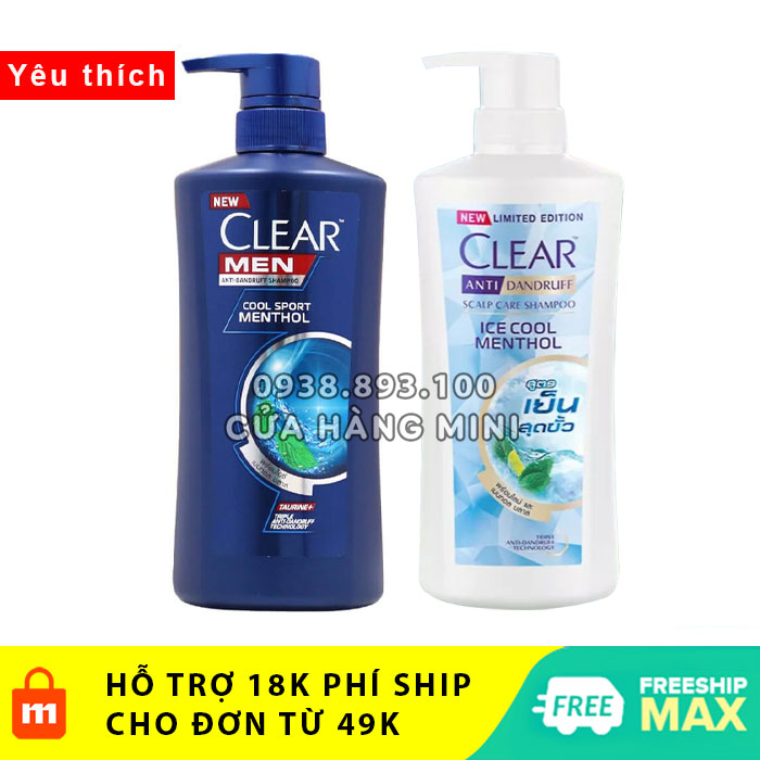 【HOT】 Combo 2 Chai Dầu Gội Đầu Clear Men - Clear Bạc Hà Thái Lan