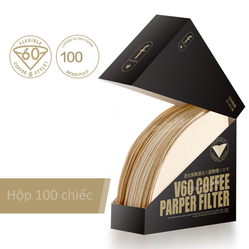 Giấy lọc cà phê cafe Pour over V60 drip nâu hộp 100 chiếc