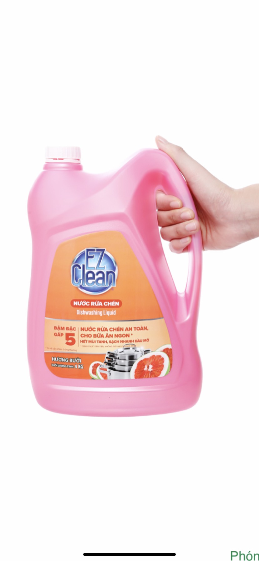 [HCM]Nước rửa chén EZ CLEAN hồng chiếc xuất bưởi 4KG không màu
