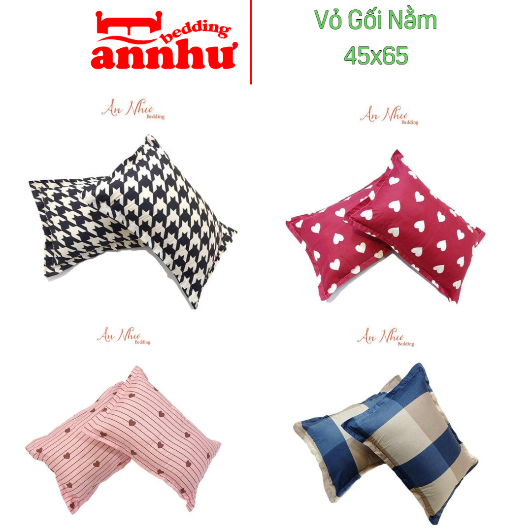 Vỏ gối nằm 45x65 vỏ gối, bao gối cotton poly đơn giản An Như Bedding