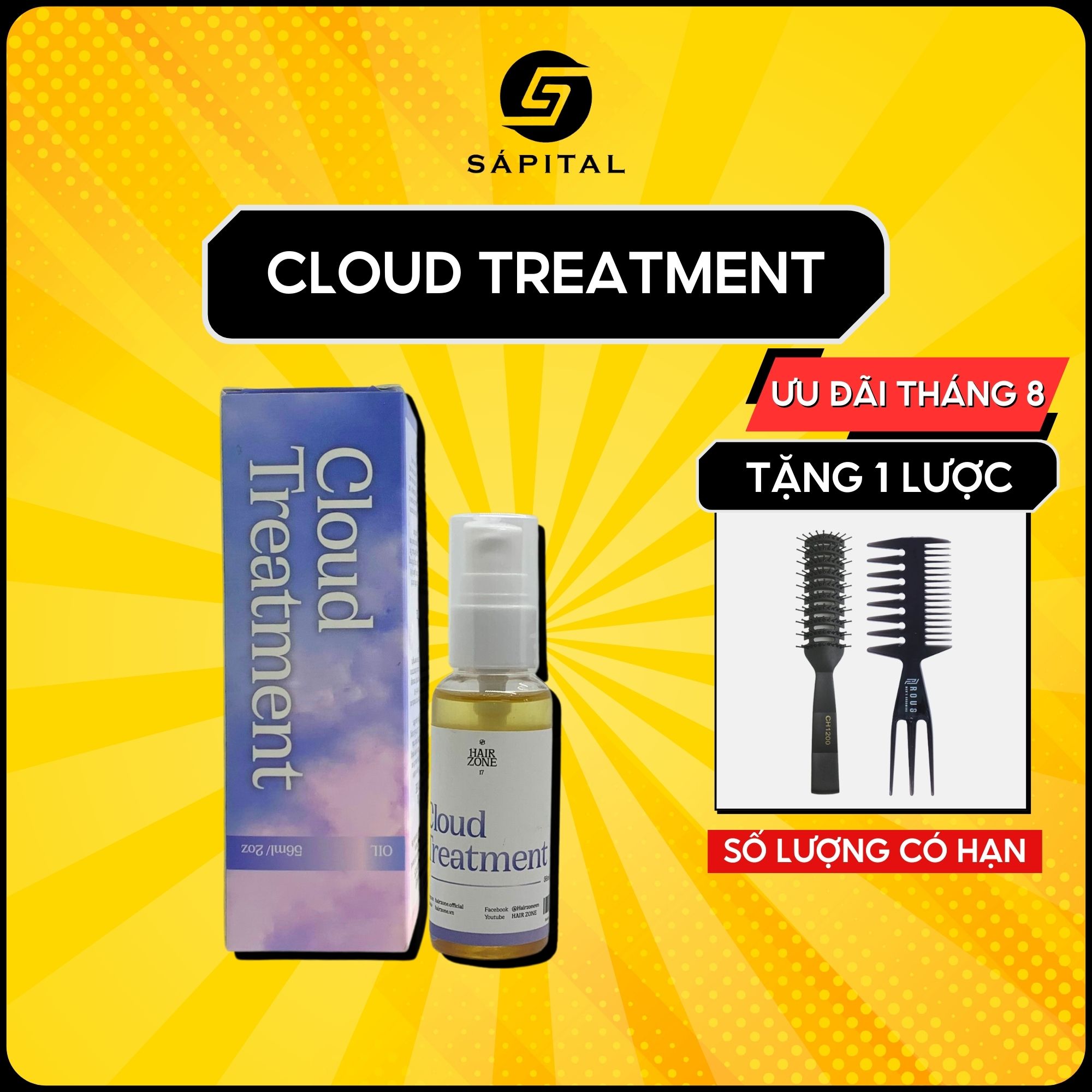 Tinh dầu dưỡng tóc Cloud Treatment 56ml by Hairzone | Dưỡng tóc nam dành cho tóc khô xơ chẻ ngọn