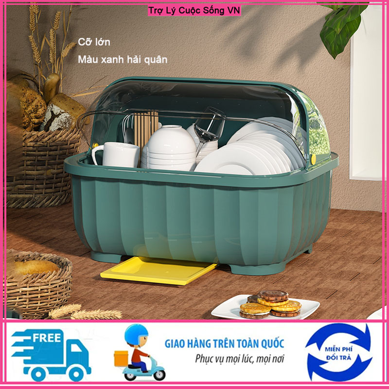 Nhà Bếp Tủ lưu trữ hộp đựng có nắp Bộ đồ ăn món ăn hộ gia đình giá lưu trữ đũa nhựa món ăn để ráo bát giá
