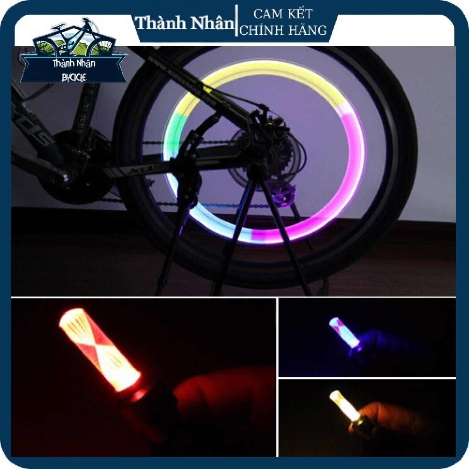 Đèn led xe đạp 7 màu, gắn van xe đạp xe, máy ô tô , xe máy