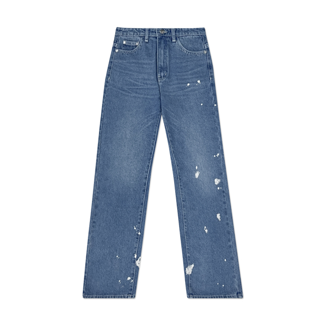 Dvrk - quần dài nữ denim retro paint splatter straight leg jeans - dvrk - 22ss