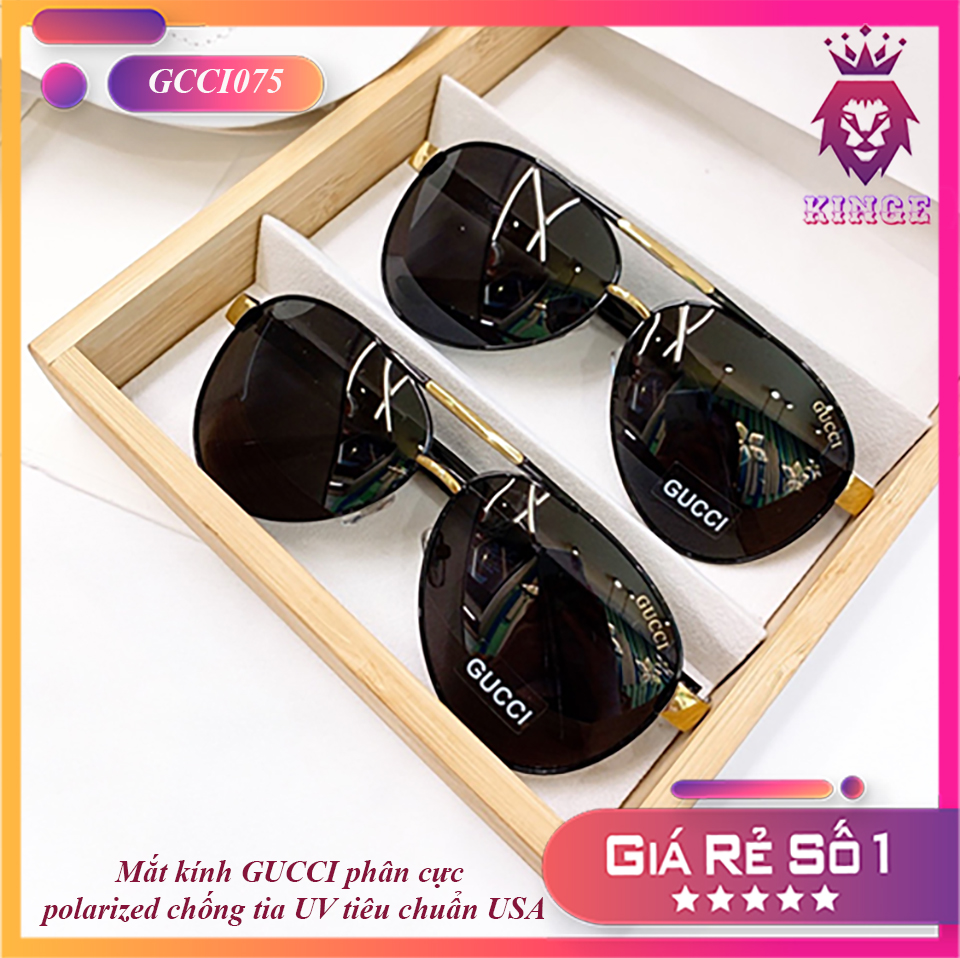 [HCM]Kính Nam GCCI075 Cao Cấp Thời Thượng - Tròng Polarized Chống Tia Cực Tím Hại Mắt Đạt Chuẩn Hoa Kỳ - Tặng Hộp Đựng Da + Khăn Lau Kính