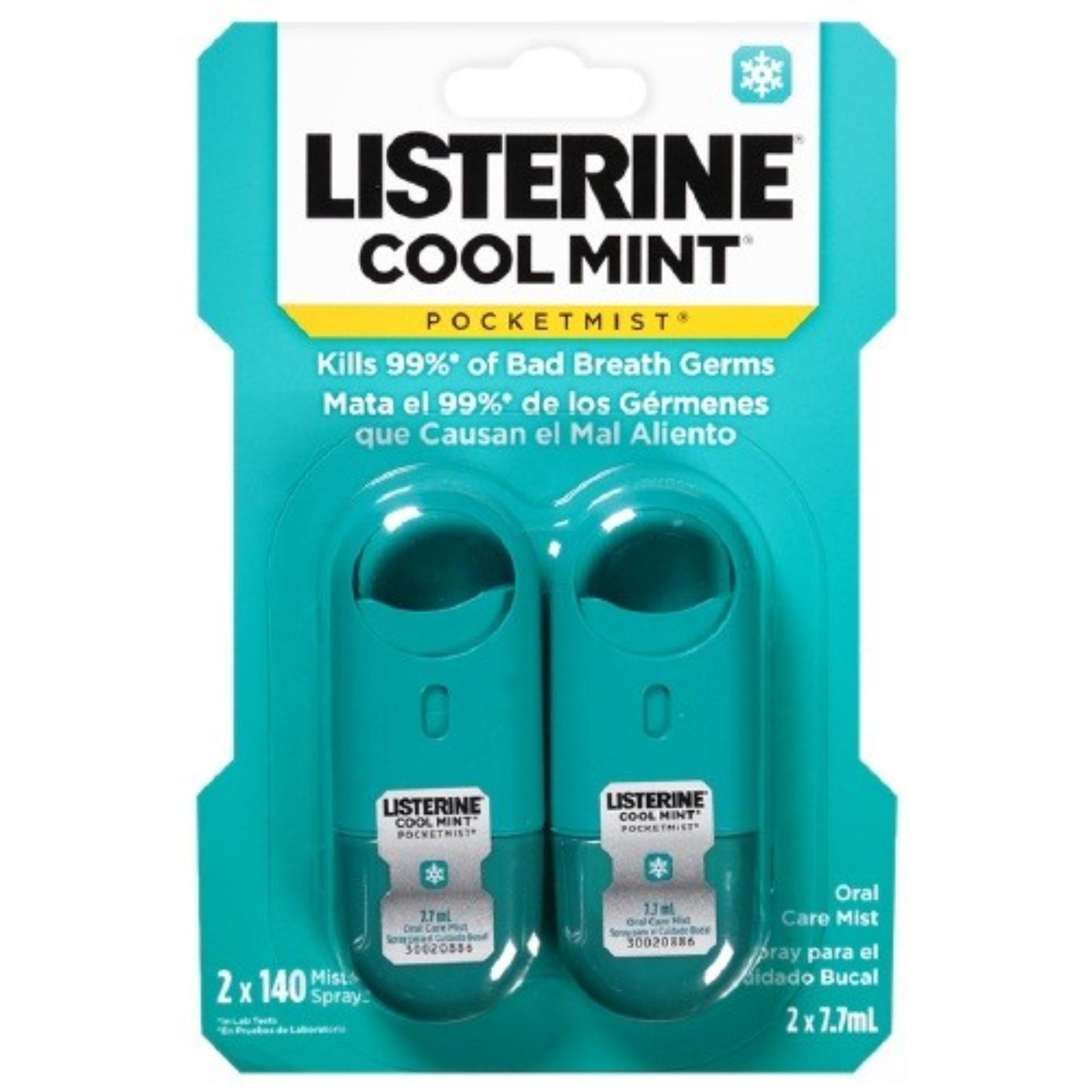 Combo 02 Chai Xịt thơm miệng Listerine Cool Mint  - Set 2 x 7.7ml (Xanh Dương)