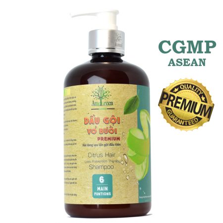 Dầu gội vỏ bưởi cao cấp Premium AmeGreen 600ml ngăn ngừa và giảm rụng tóc - Hiệu quả x3