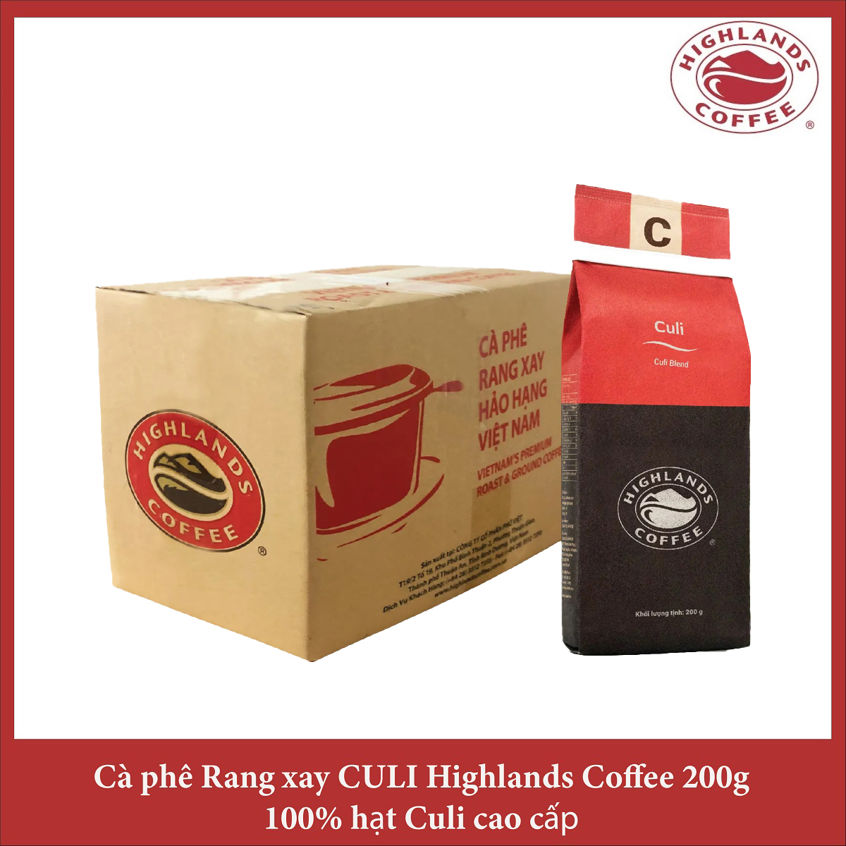 Thùng 12 gói Cà phê rang xay Culi Highlands coffee 200g - Culi Blend
