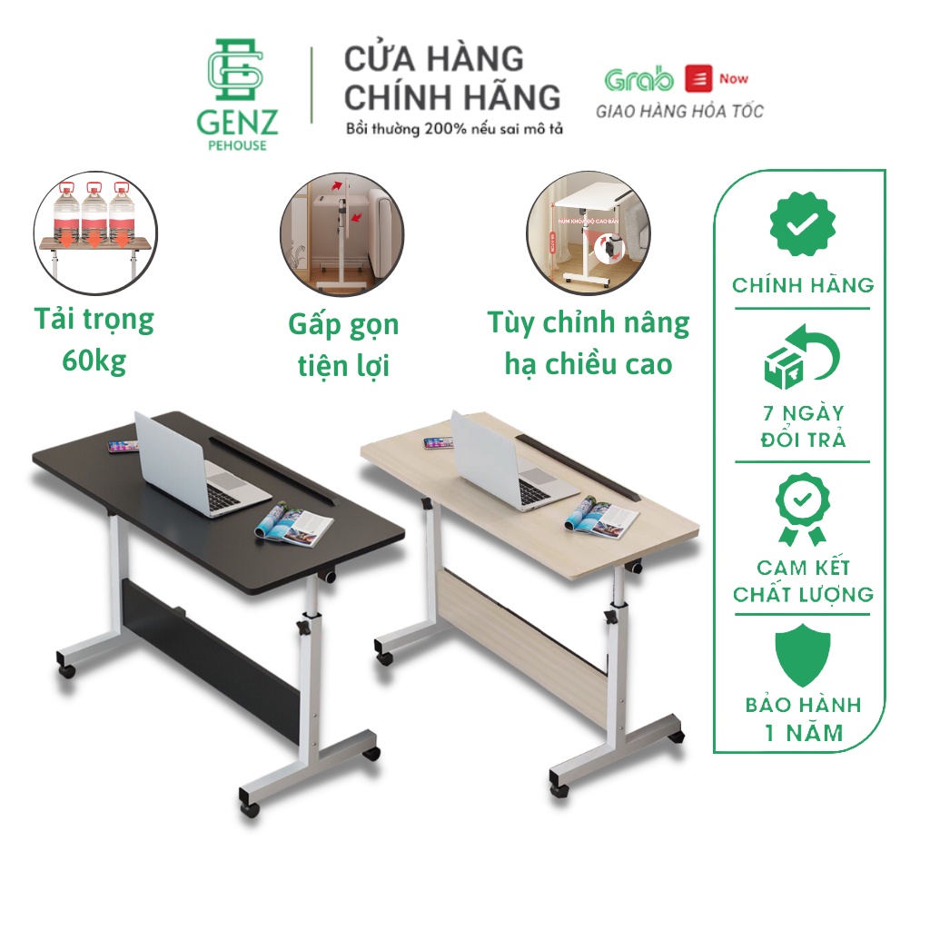 Bàn Làm Việc Gấp Gọn Thông Minh Tùy Chỉnh Độ Cao PeHouse PHB508, Bàn Học Đa Năng Khung Kim Loại Chịu Lực Cao Tùy Chỉnh Độ Cao Mặt Bàn Nghiêng 90 Độ Thích Hợp Nhiều Không Gian, Chân Xoay Di Chuyển Dễ Dàng - Nội Thất PeHouse