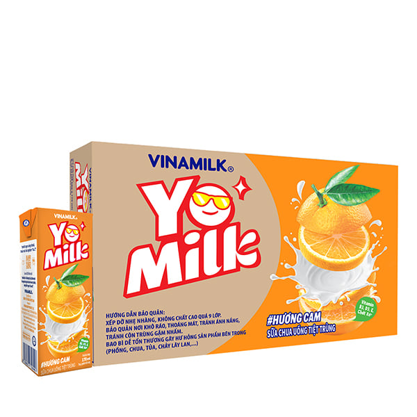 Sữa chua uống Yomilk hương cam - Thùng 48 hộp x 170ml