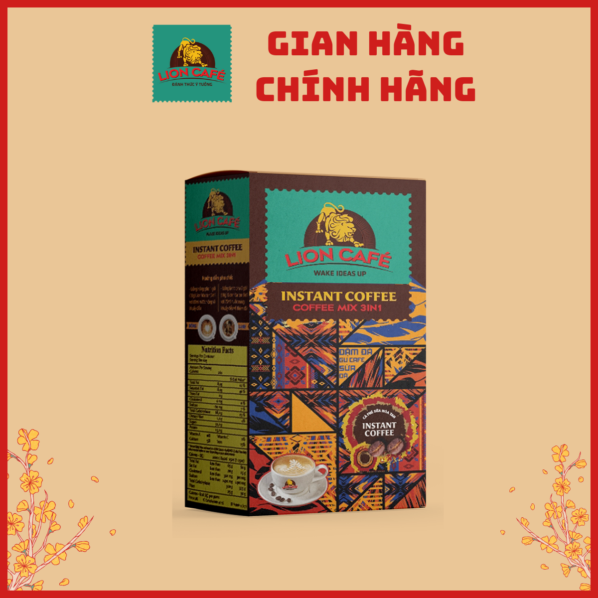 Cà Phê Sữa Hòa Tan 3in1 - LION Cafe - Hộp 12 Gói - Thơm Ngon Đậm Vị