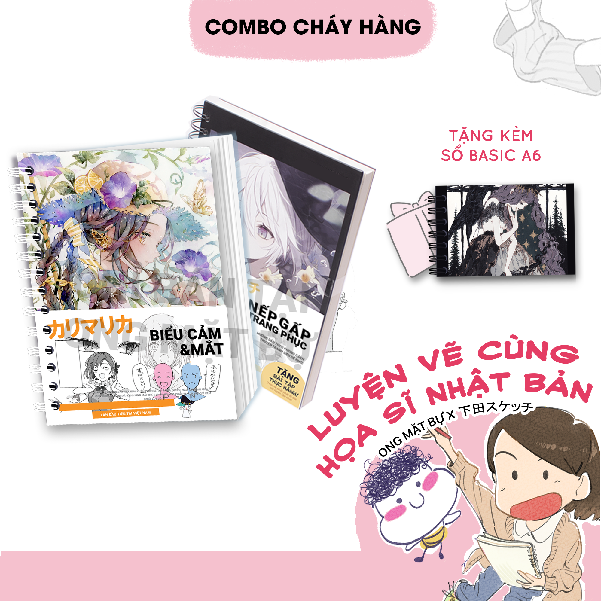 Combo 2 sổ -mua 1 được 3 - sổ vẽ - sổ luyện vẽ - sketchbook - ong mặt bự - lỗi 1 đổi 1