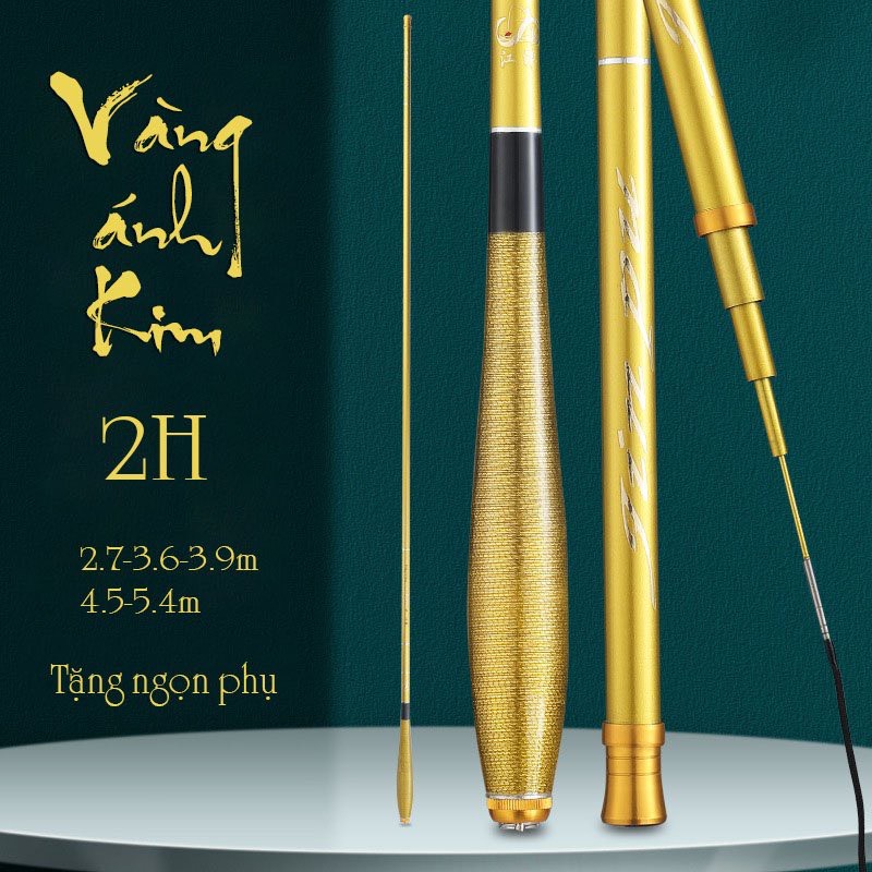 Cần câu tay câu đơn câu đài vàng ánh kim 2H siêu dẻo CĐ-3 tặng kèm ngọn phụ