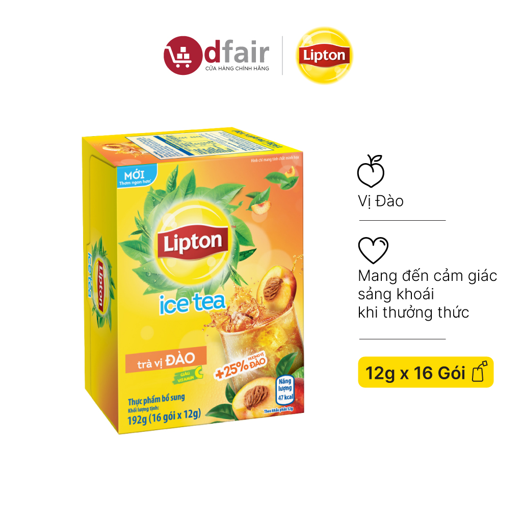 Trà hòa tan lipton vị đào 16 gói lipton peach ice tea