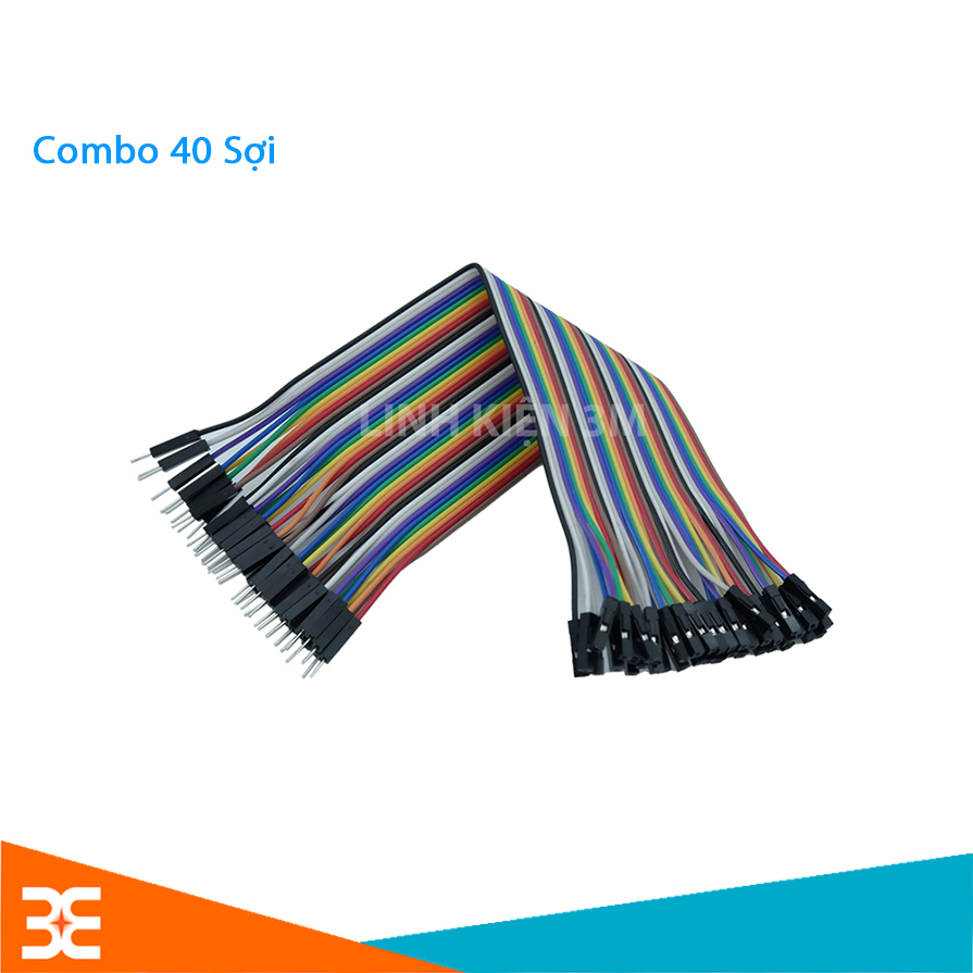 Dây Cắm Test Board, 7 Màu Dài 20Cm- Tệp 40 sợi (2 Đầu Đực - Cái)