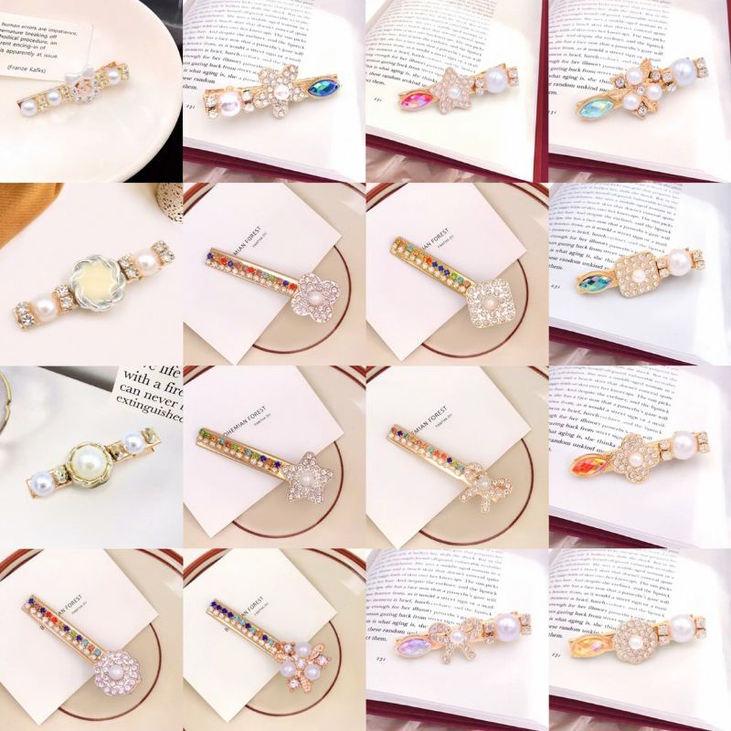Set 2 cái kẹp tóc đính đá siêu xinh đi tiệc lấp lánh
